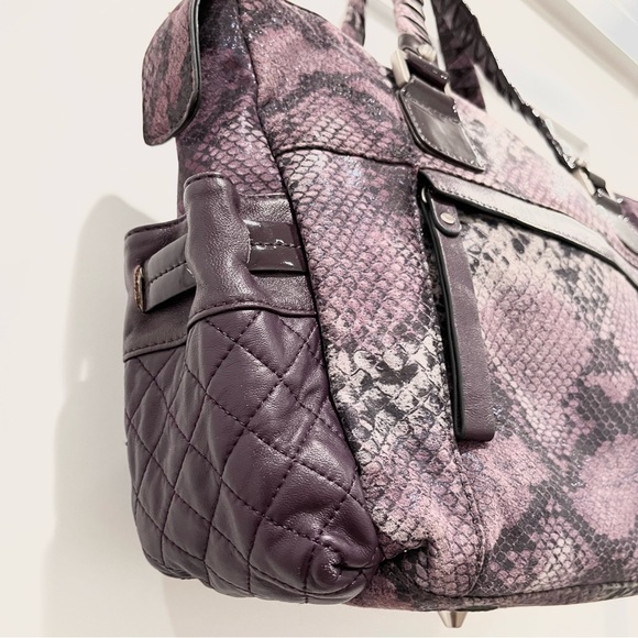 SHARIF 1827 Purple Leather Snake Print Shoulder Bag With Dust Bag NWOT - Picture 11 of 12